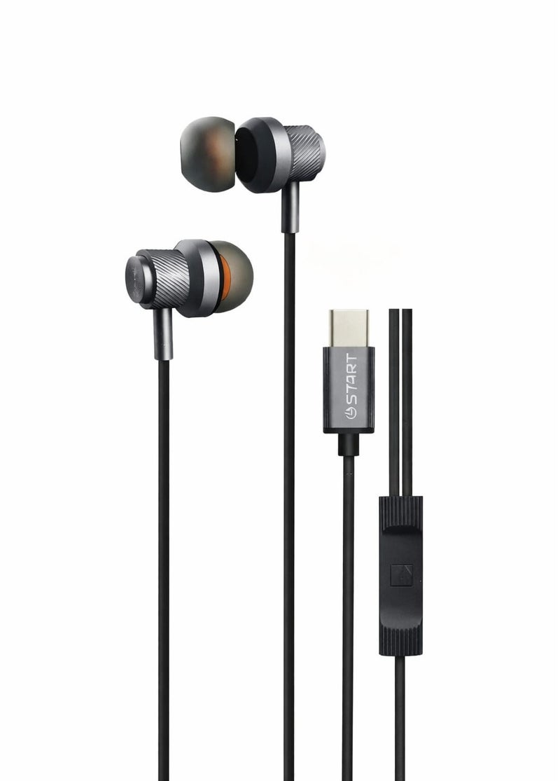 ST-706 سماعات اذن سلكية تايب سي ستيريو ديب باس صوت عالي الدقة مايكروفون تحكم بالمكالمات والموسيقى طول سلك 120 سم